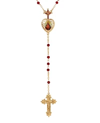 Symbols of Faith Gold-Tone Siam Bead Jesus Decal Rosary