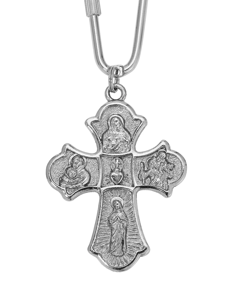 Symbols of Faith Silver Tone Botonee Cross Key Chain
