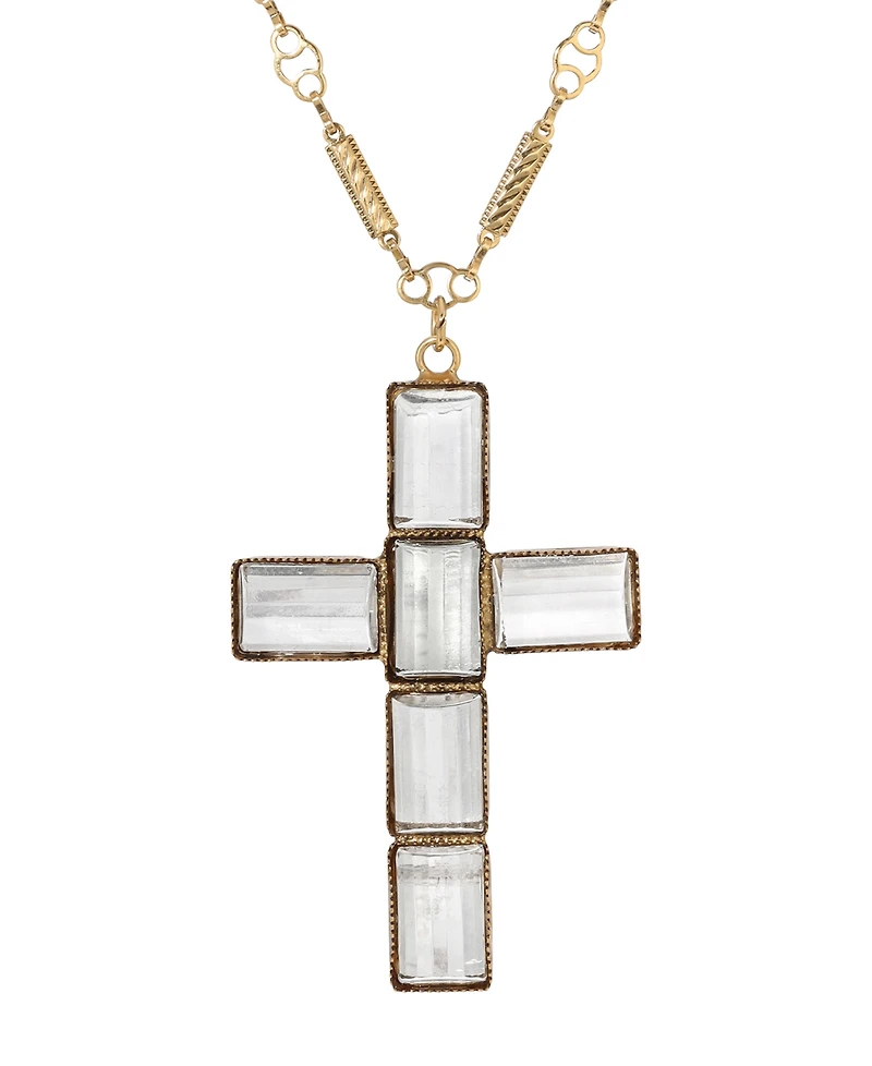 Symbols of Faith Gold Dipped Crystal Cross Necklace