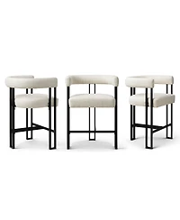 Maison Boucle 24" Upholstered Counter Height Stools with Arms for Island, Set of 3