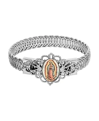 Symbols of Faith Silver Tone Oval Our Lady Of Guadalupe Decal Bracelet