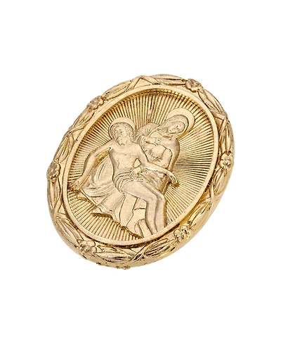 Symbols of Faith Gold Tone Jesus Mary Oval Pin