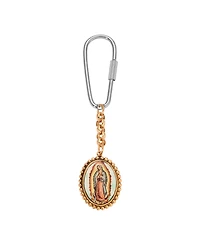 Symbols of Faith Silver Gold Tone Oval Lady Of Guadalupe Decal Key Chain