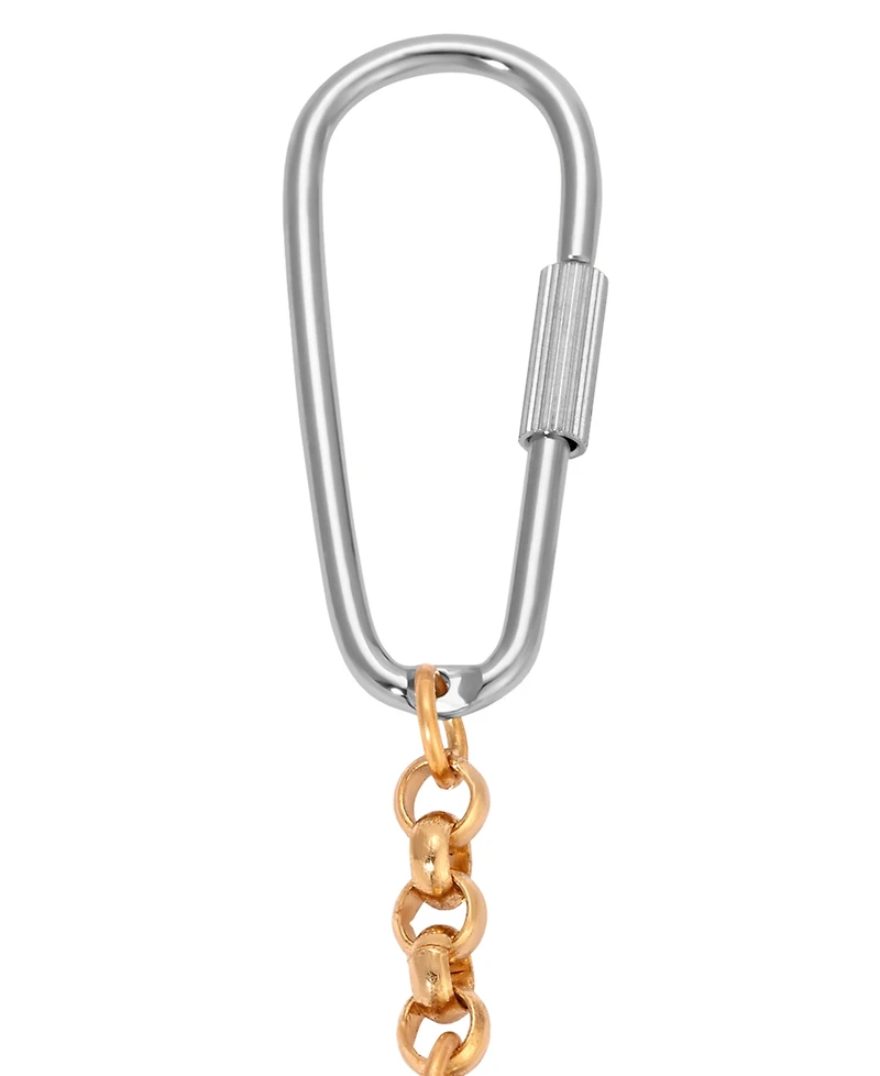 Symbols of Faith Silver Gold Tone Oval Virgin Mary Child Decal Key Chain