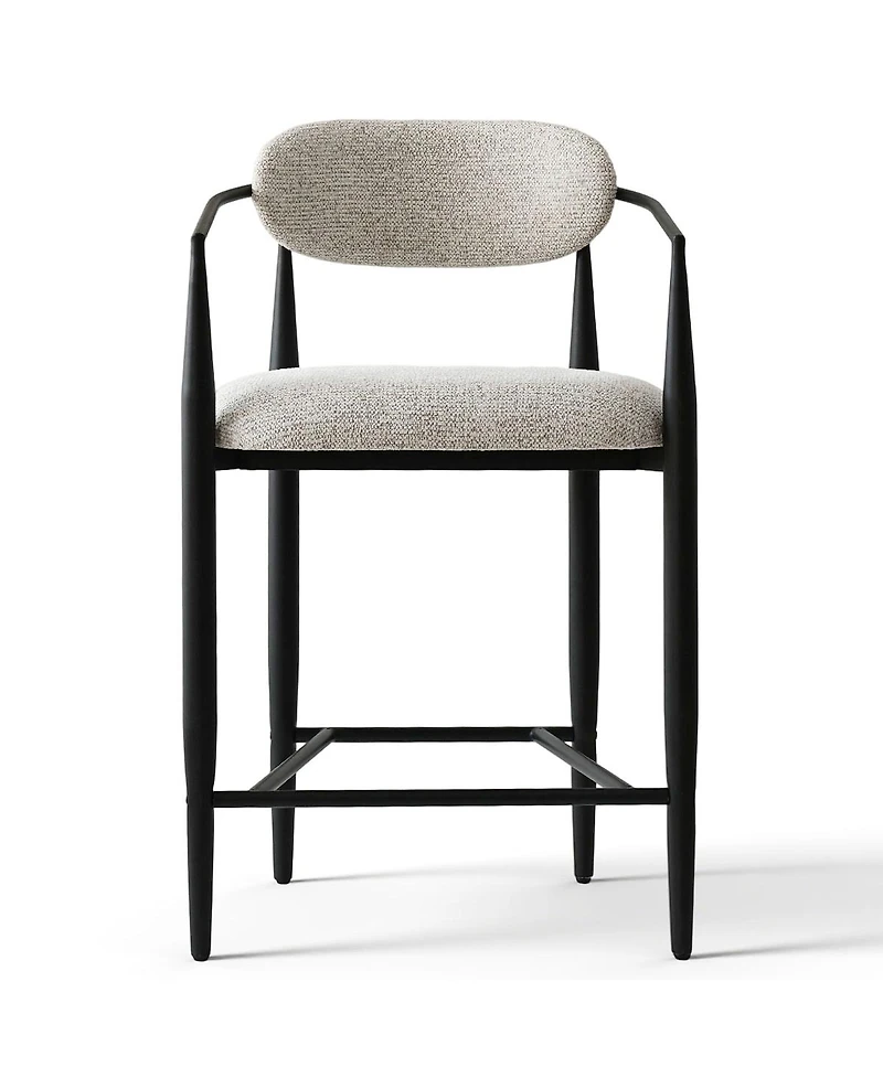 Maison Boucle 25.5" Chenille Upholstered Counter Height Stools with Arms Set of 2