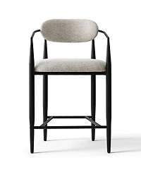 Maison Boucle 25.5" Chenille Upholstered Counter Height Stools with Arms Set of 2