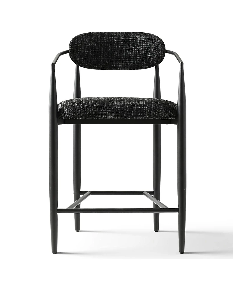 Maison Boucle 25.5" Chenille Upholstered Counter Height Stools with Arms Set of 2