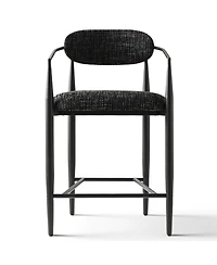 Maison Boucle 25.5" Chenille Upholstered Counter Height Stools with Arms Set of 2
