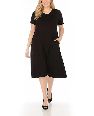White Mark Women's Tee Swing Midi Dress