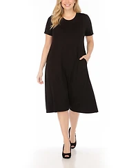 White Mark Women's Tee Swing Midi Dress