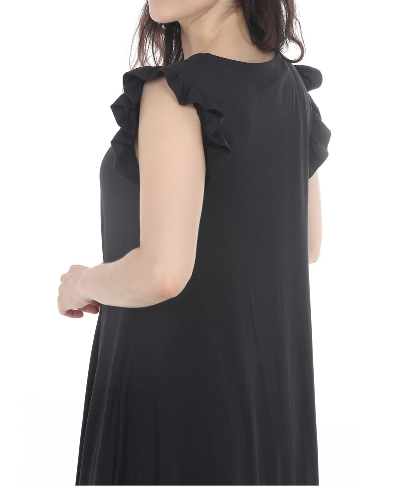 White Mark Women's Button-Front Tiered Swing Dress