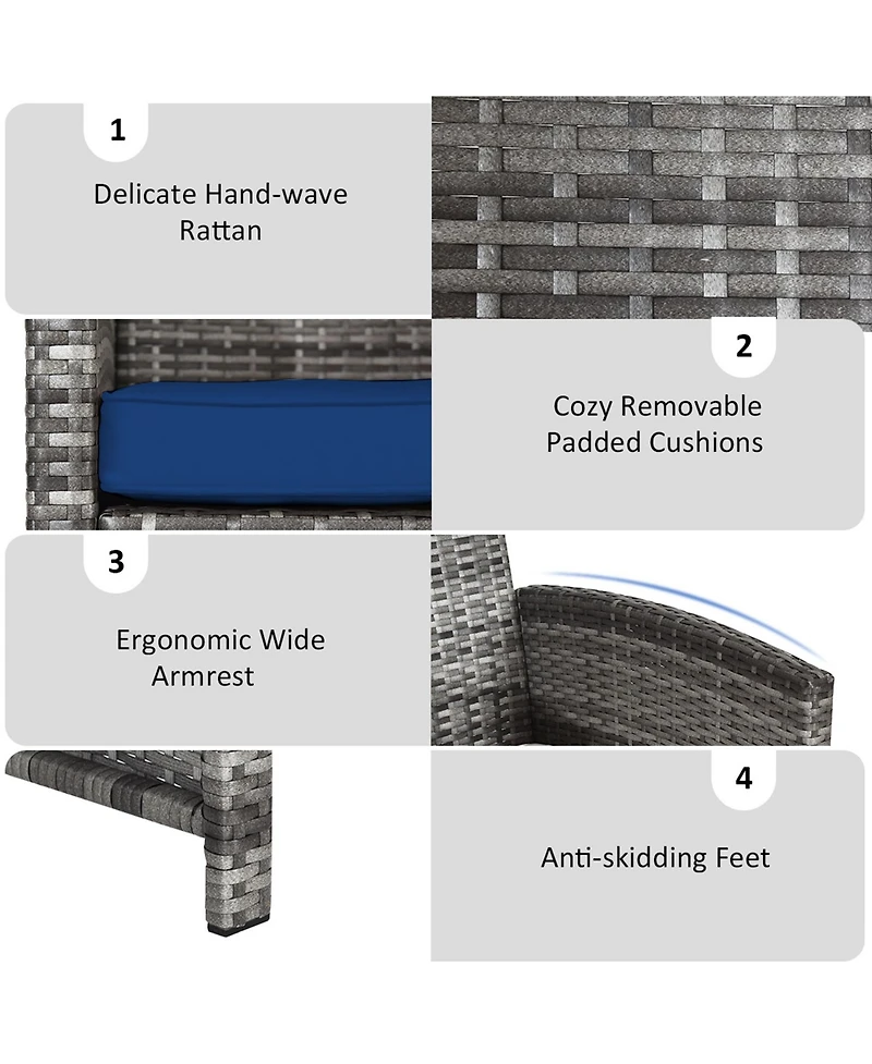 Gymax 8PCS Patio Outdoor Rattan Conversation Furniture Set
