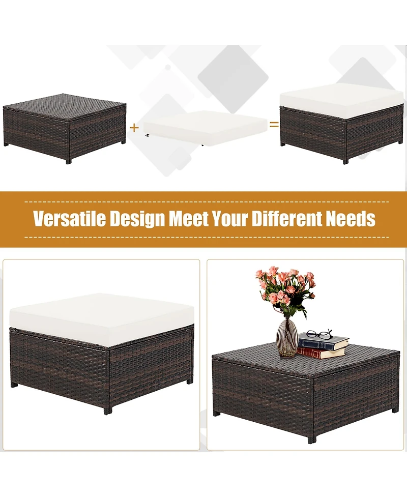 Gymax 5PCS Outdoor Patio Rattan Conversation Sofa Furniture Set