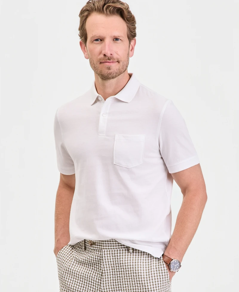 Club Room Men's Solid Jersey Polo with Pocket, Created for Macy's