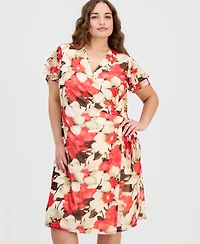Anne Klein Plus Flutter-Sleeve Wrap Dress