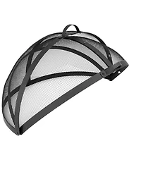 Outdoor Heavy-Duty Steel Mesh Round Easy-Opening Camp Fire Pit Spark Screen Lid with Hinged Door - Black
