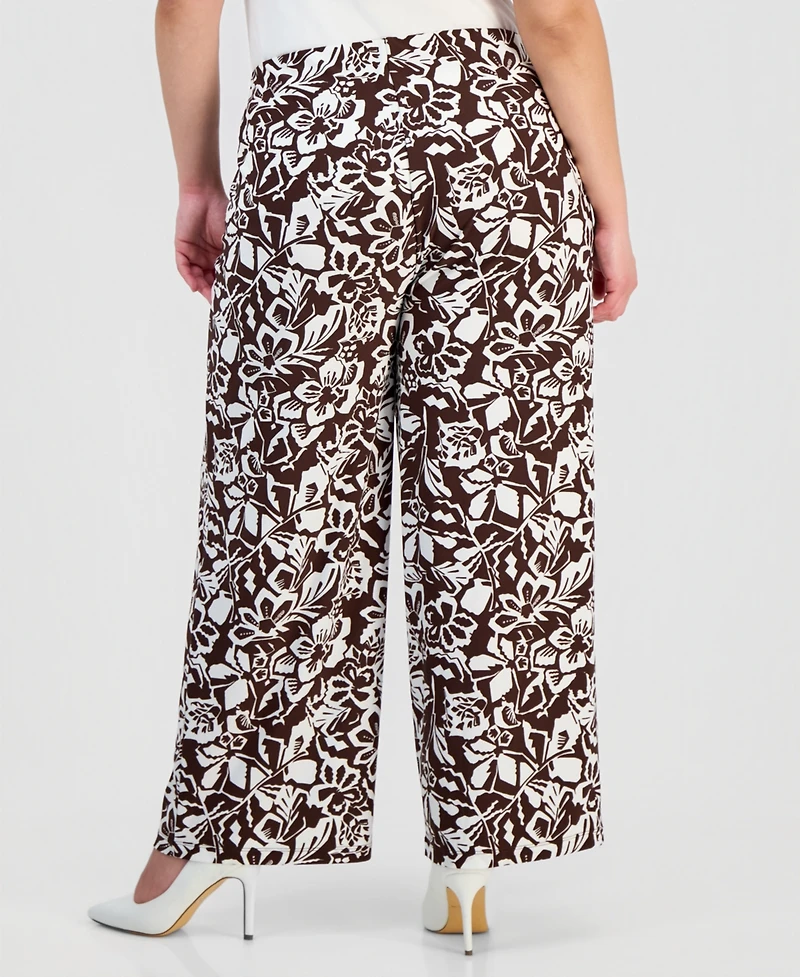 Anne Klein Essentials Plus Pull-On Wide-Leg Pants
