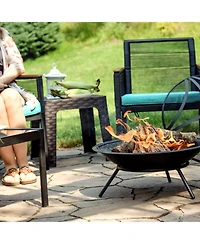 Outdoor Camping or Backyard Replacement Round Steel with Heat-Resistant Paint Finish Fire Pit Bowl - Black