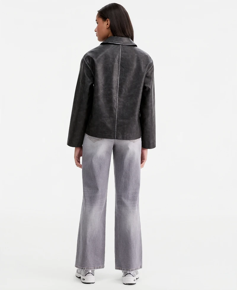 CoffeeShop Women's Faux-Leather Bomber Jacket
