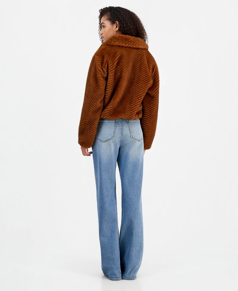 CoffeeShop Women's Faux-Fur Chevron Jacket, Created for Macy's