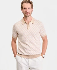 Club Room Men's Geometric Jacquard Short-Sleeve Sweater Polo Shirt, Macy's Exclusive - Tedd Box Geo Knit