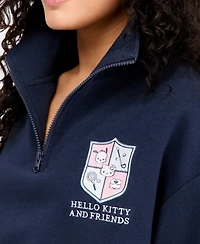 Love Tribe Juniors' Hello Kitty Match Quarter-Zip Sweatshirt