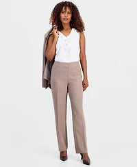 Kasper Women's Textured High-Rise Straight-Leg Trousers, Regular & Petite