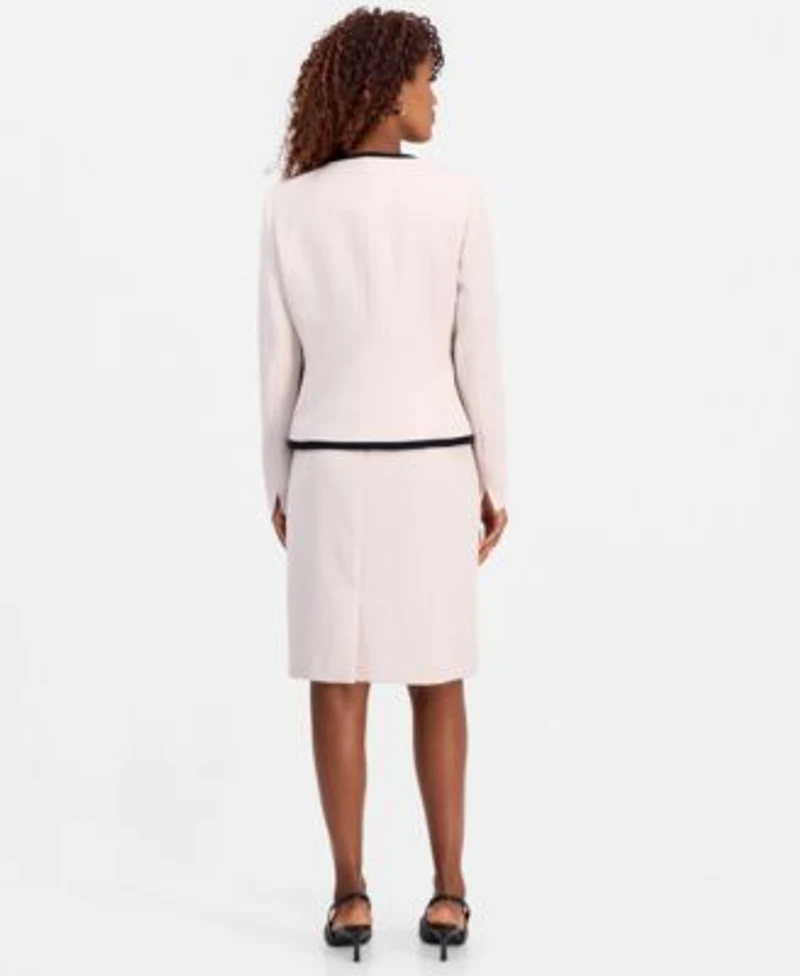 Kasper Womens Framed Colorblock Collarless Jacket Framed Colorblock Sheath Dress