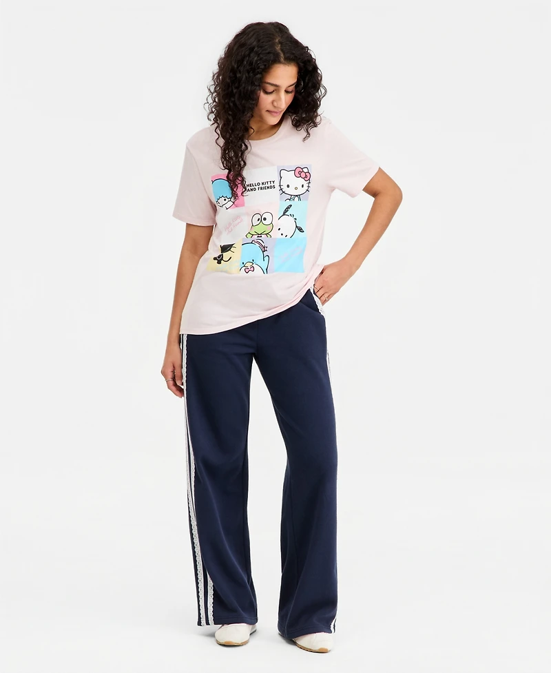 Love Tribe Juniors' Hello Kitty Grid Crewneck Tee