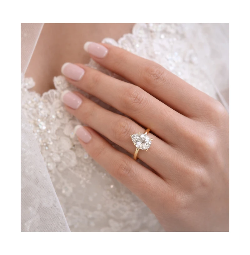 Dloria 2 ct. Pear-Cut Moissanite VVS1 Ring Gold Vermeil or Sterling Silver Isabella