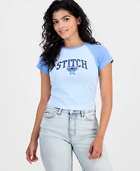 Disney Juniors' Stitch Ribbed Crewneck Raglan Tee
