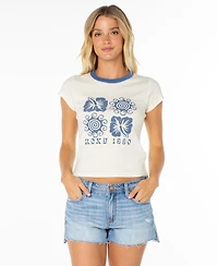 Roxy Women's Hibiscus Swirl Print 90s Baby Crew Neck T-Shirt