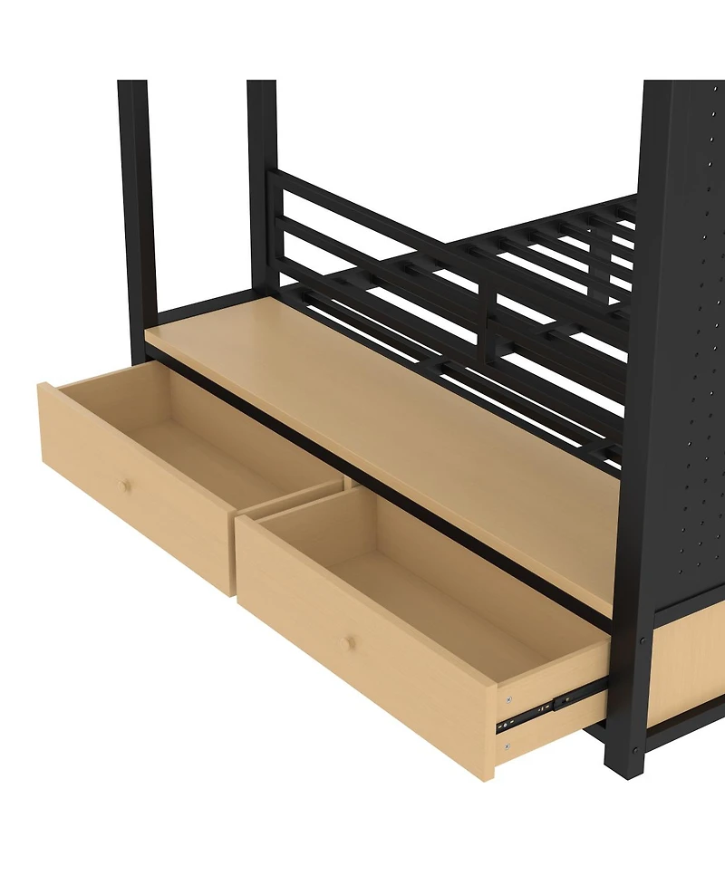 Streamdale Furniture Queen Metal Bunk Bed with Storage for Teens