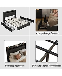 Streamdale Furniture Queen Bed Frame with Ergonomic Headboard
