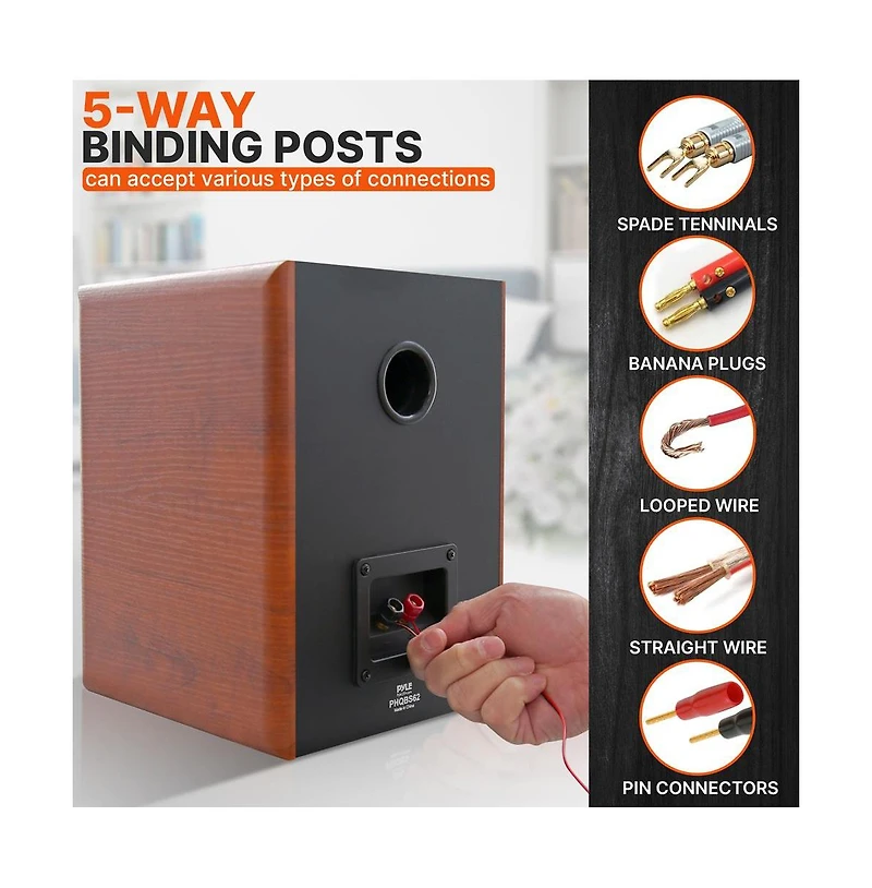 Pyle Home Theater Wooden Bookshelf Speakers