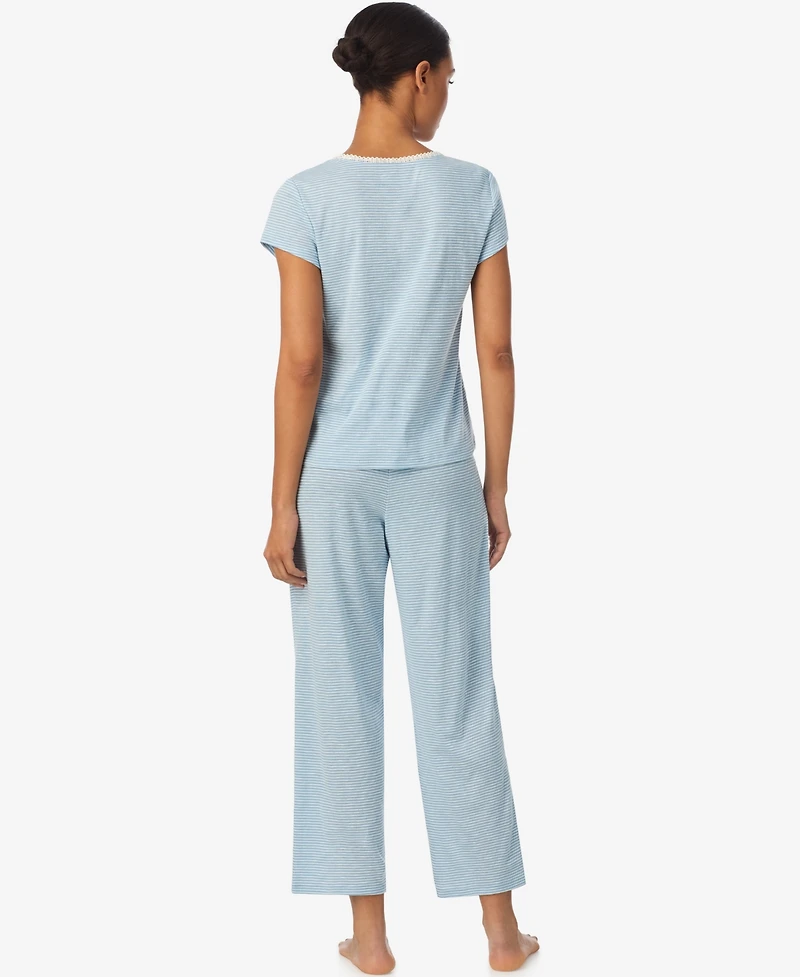 Lauren Ralph Women's Round Neck Top and Pajama Pants, 2-Piece Set