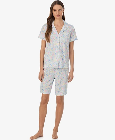 Lauren Ralph Women's Short-Sleeve Top and Bermuda Shorts, 2-Piece Set