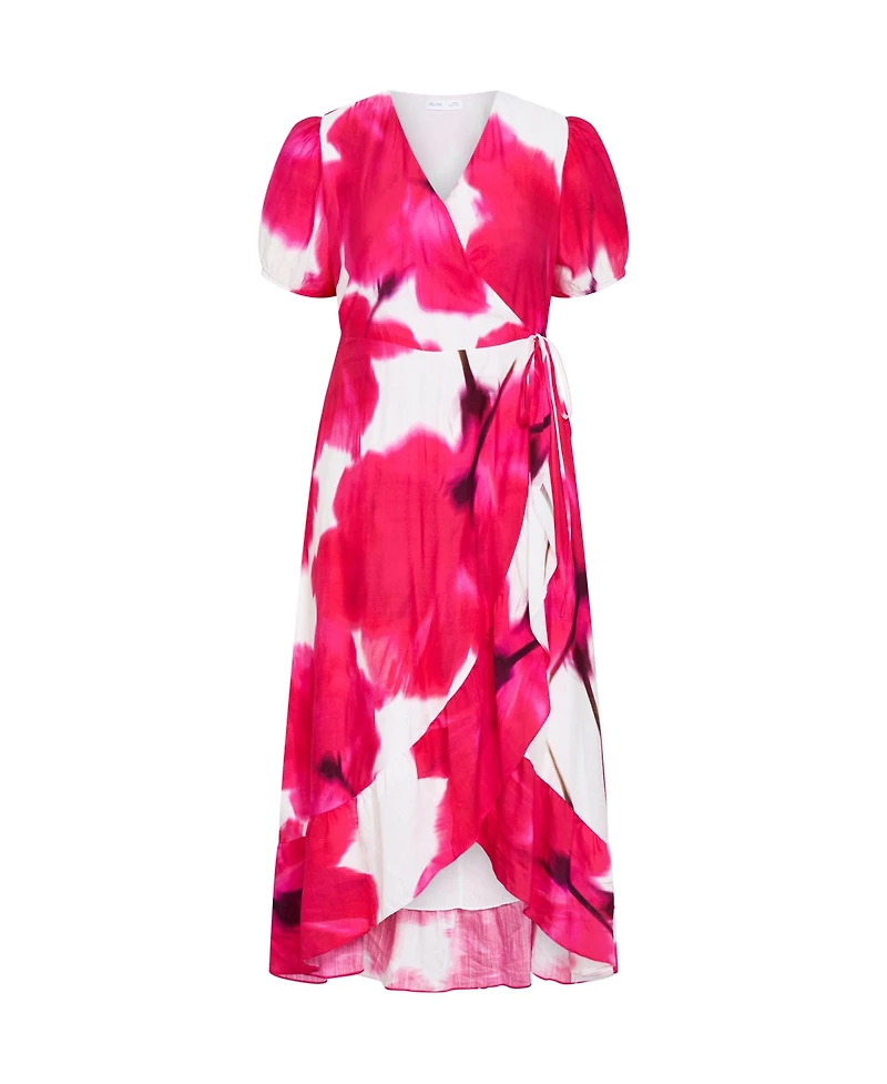 City Chic Women's Bea Floral Wrap Midi Dress
