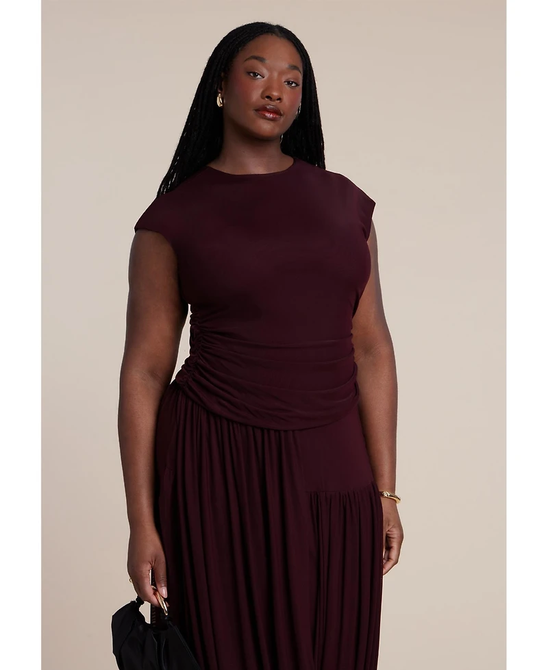 Eloquii Women's Drape Detail Fitted Mesh Dress