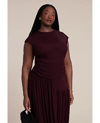 Eloquii Women's Drape Detail Fitted Mesh Dress