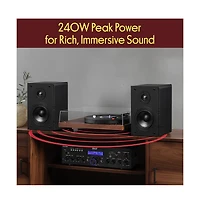 Pyle 2-Way Home Audio Speakers with Silk Dome Tweeter and Wall Mount Bracket (PHQBS62BK)
