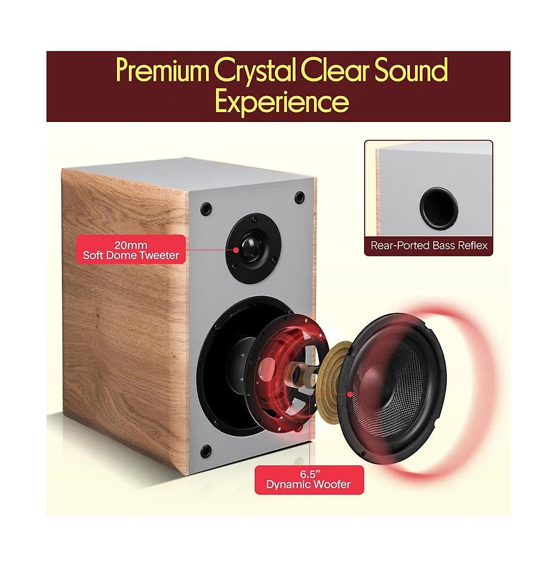 Pyle 2-Way Home Audio Speakers with Wall Mount Bracket (PHQBS62NC)