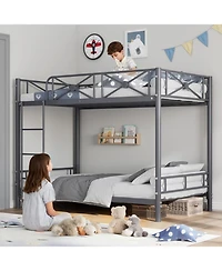 gaomon Twin Over Twin Metal Bunk Bed, Heavy Duty Steel Frame with Guardrails