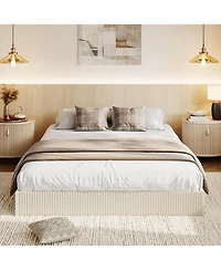 gaomon Queen Wood Fluted Design Solid Support Platform Bed Frame