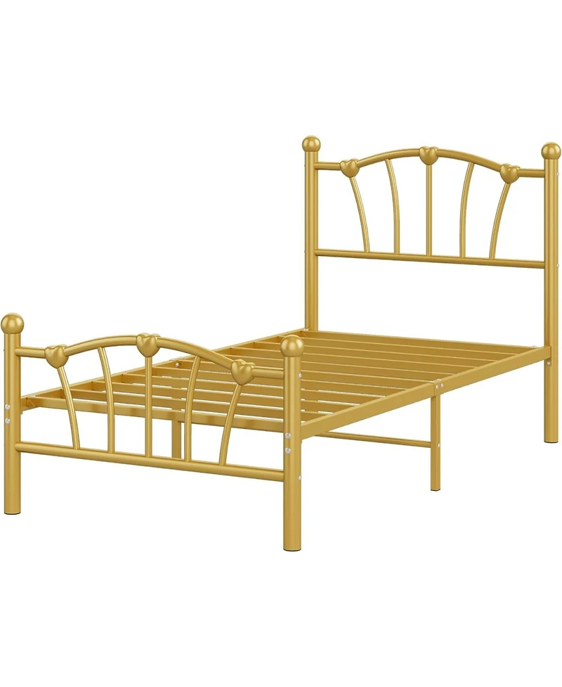 gaomon Twin Metal Heavy-Duty Steel Heart Headboard Bed Frame