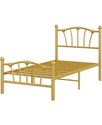 gaomon Twin Metal Heavy-Duty Steel Heart Headboard Bed Frame