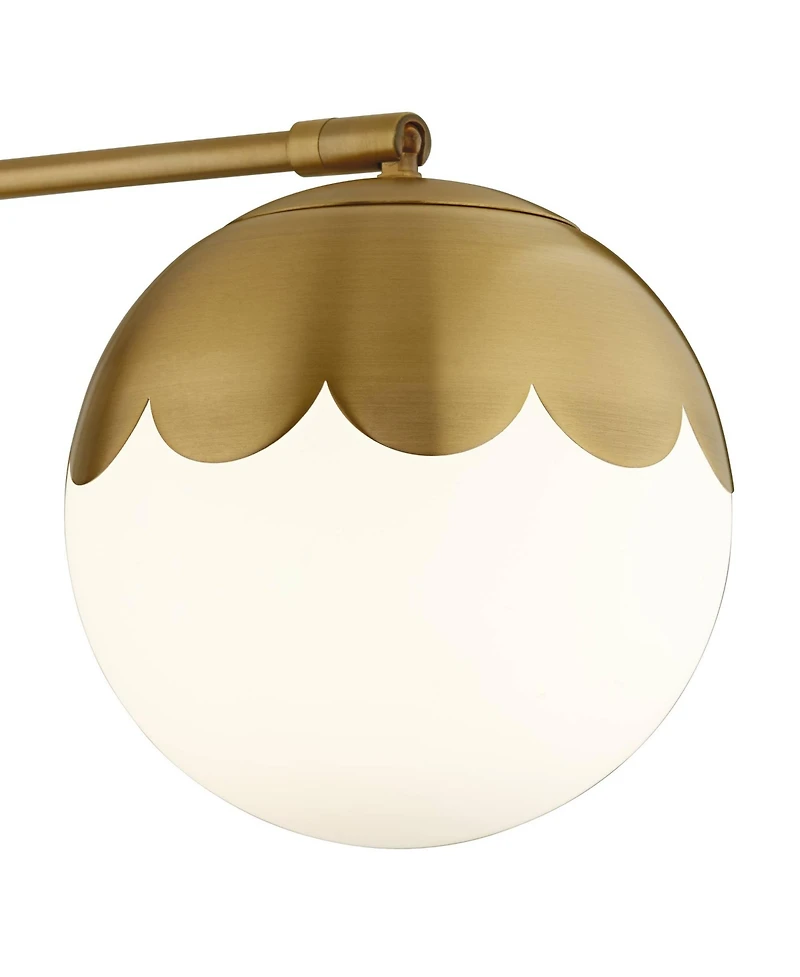 360 Lighting Kelowna Modern Swing Arm Wall Lamp with Cord Cover Brass Plug-in Light Fixture Glass Globe Shade for Bedroom Bedside Living Room Reading