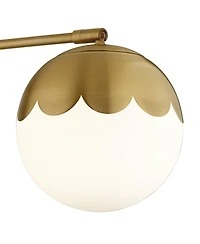 360 Lighting Kelowna Modern Swing Arm Wall Lamp with Cord Cover Brass Plug-in Light Fixture Glass Globe Shade for Bedroom Bedside Living Room Reading