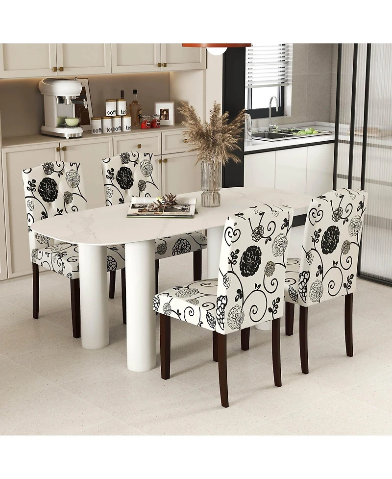 Costway Wooden Dining Chair with Rubber Wood Legs Padded Seat S Springs, Kitchen