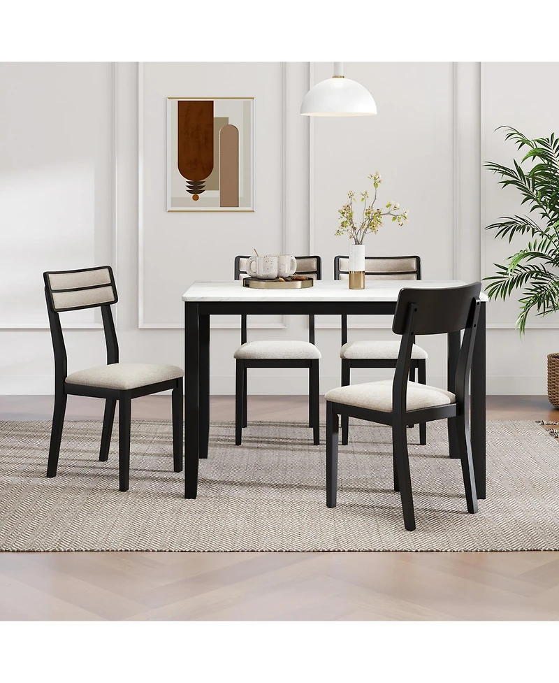 Gymax Modern Dining Chairs Set of 4 w/Tilt Backrest Rubber Wood Legs Soft Padded Seat